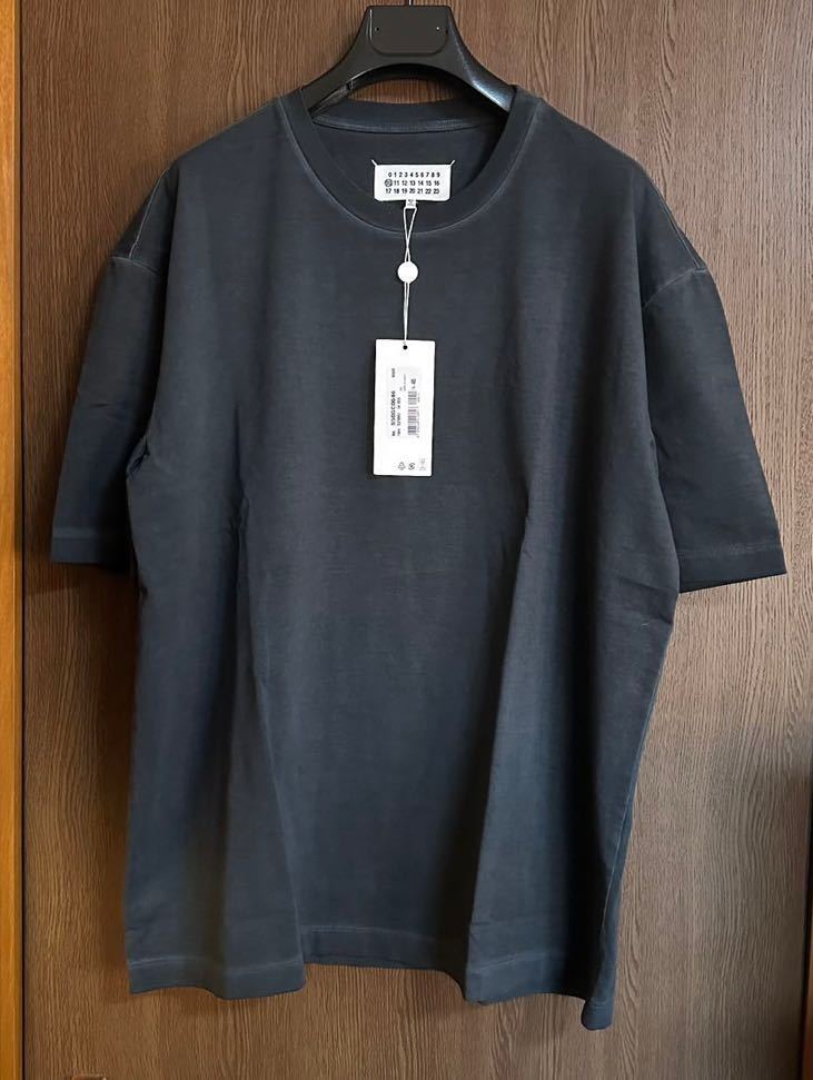 23AW新品46 メゾンマルジェラ Memory of Label 4ステッチ オーバーサイズ Tシャツ ブラック 今期 size46 S  Maison Margiela 10 メンズ 半袖