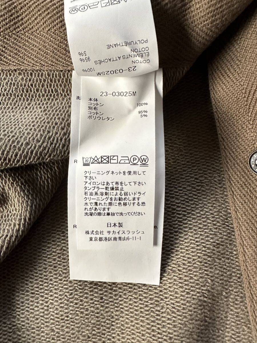 4新品 sacai サカイ メンズ S ブランドロゴ パッチ スウェット シャツ カーキ 23SS size 4 XL 長袖 トレーナー_画像8