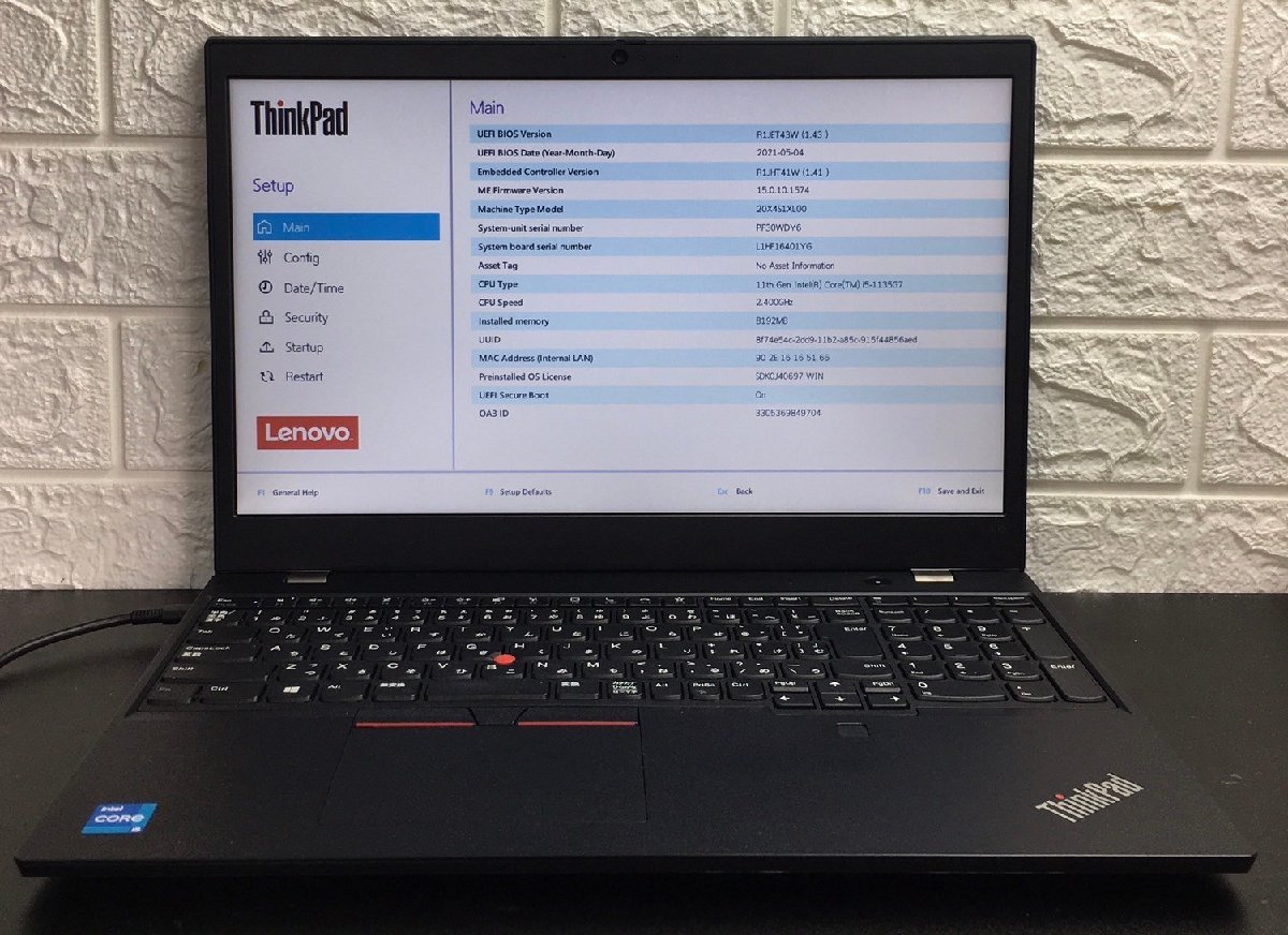 1円～ ■ジャンク LENOVO ThinkPad L15 / 第11世代 / Core i5 1135G7 2.40GHz / メモリ 8GB / ストレージ欠品 / 15.6型 / OS無 / BIOS可_画像1