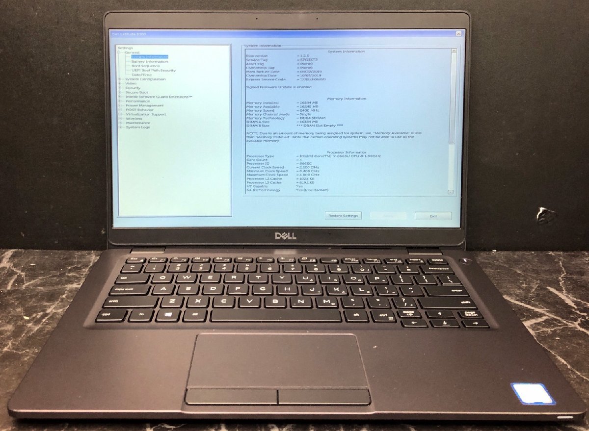 1円～ ■ジャンク DELL LATITUDE 5300 / 第8世代 / Core i7 8665U 1.90GHz / メモリ 16GB / SSD 512GB / 13.3型 / OS無 / BIOS起動可_画像1