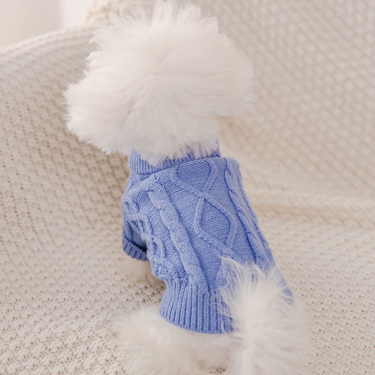 【Sサイズ / ブルー 】あったかニット 犬の服 犬服　ペット ドッグウェア セーター　ニット　秋服　冬服　暖かい