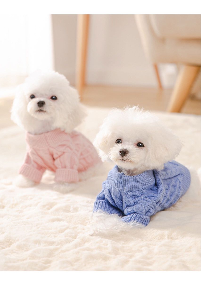 【Sサイズ / ブルー 】あったかニット 犬の服 犬服　ペット ドッグウェア セーター　ニット　秋服　冬服　暖かい