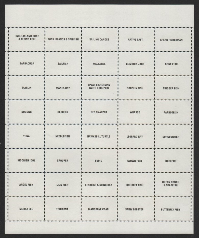 17 パラオ【未使用】＜「1986 海とサンゴ礁の世界 / 国際切手展《Ameripex'86》」　小型シート（40種連刷・組合せ）＞_画像2