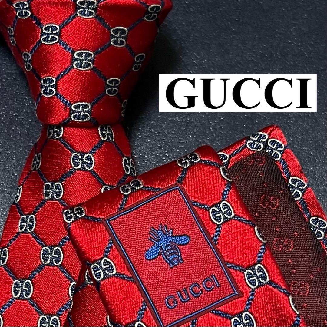 今すぐ購入激安 極美品◎ GUCCI グッチ ネクタイ 虎 刺繍 レッド 