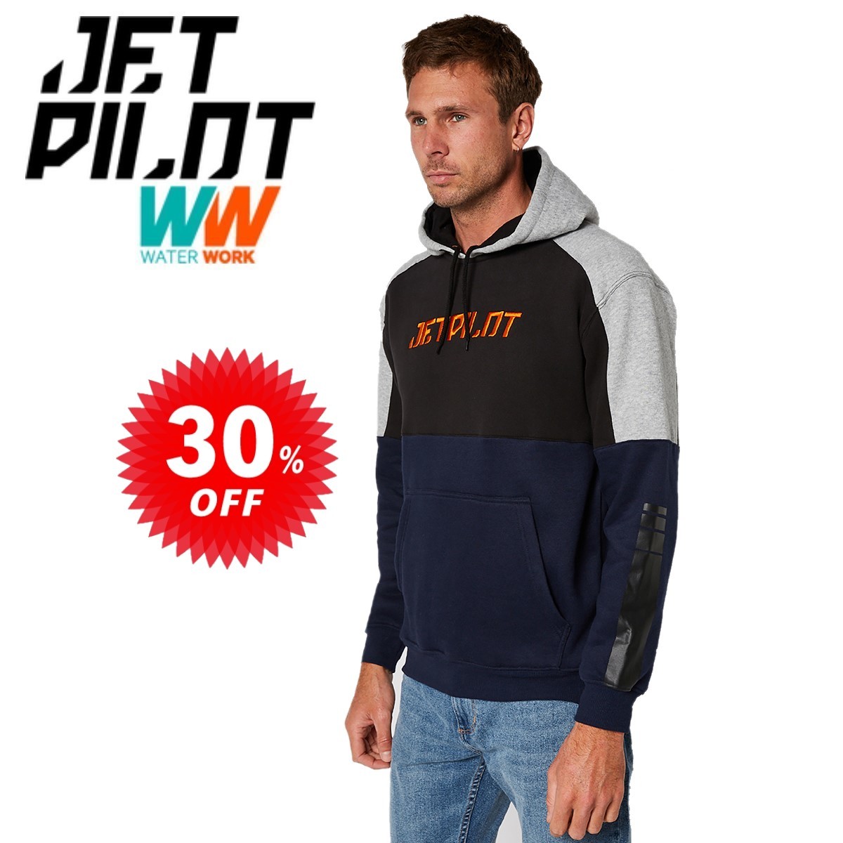 ジェットパイロット JETPILOT セール 30%オフ パーカー 送料無料 マトリックス プルオーバー フーディー W22701 ブラック XLトレーナー_画像1