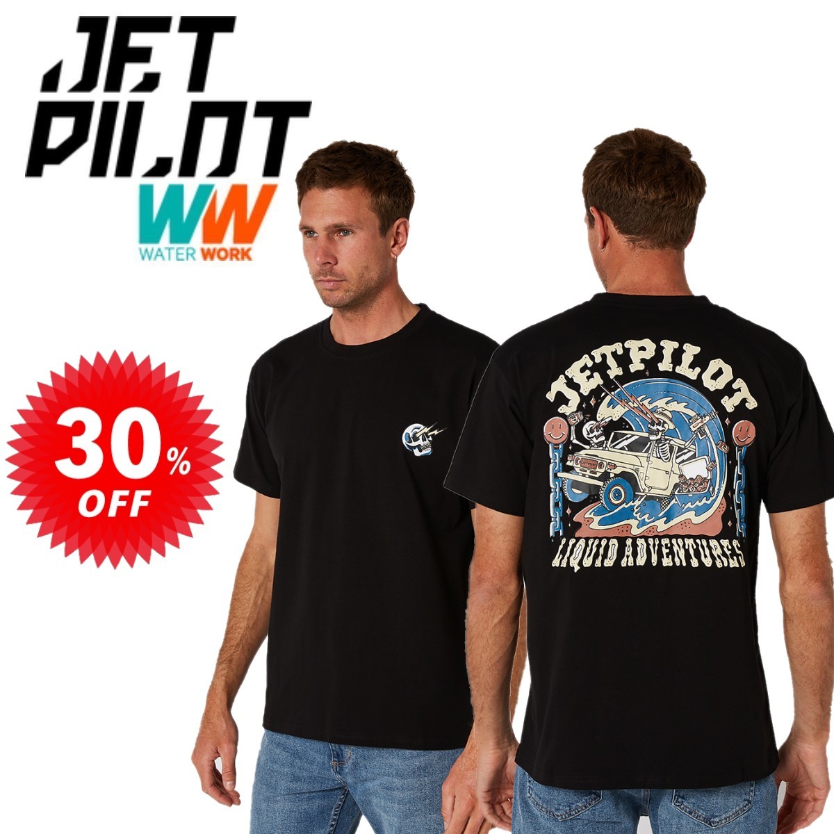 ジェットパイロット JETPILOT セール 30%オフ Tシャツ メンズ 送料無料 クルーザー SS Tシャツ ブラック M W22606_画像1