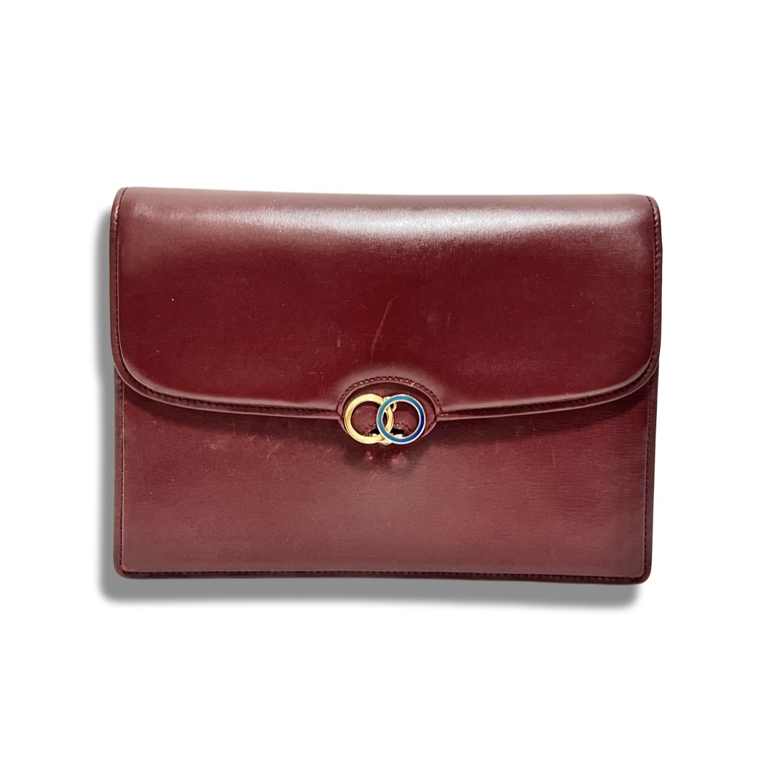 GUCCI Old Gucci leather clutch bag second bag bordeaux Vintage 