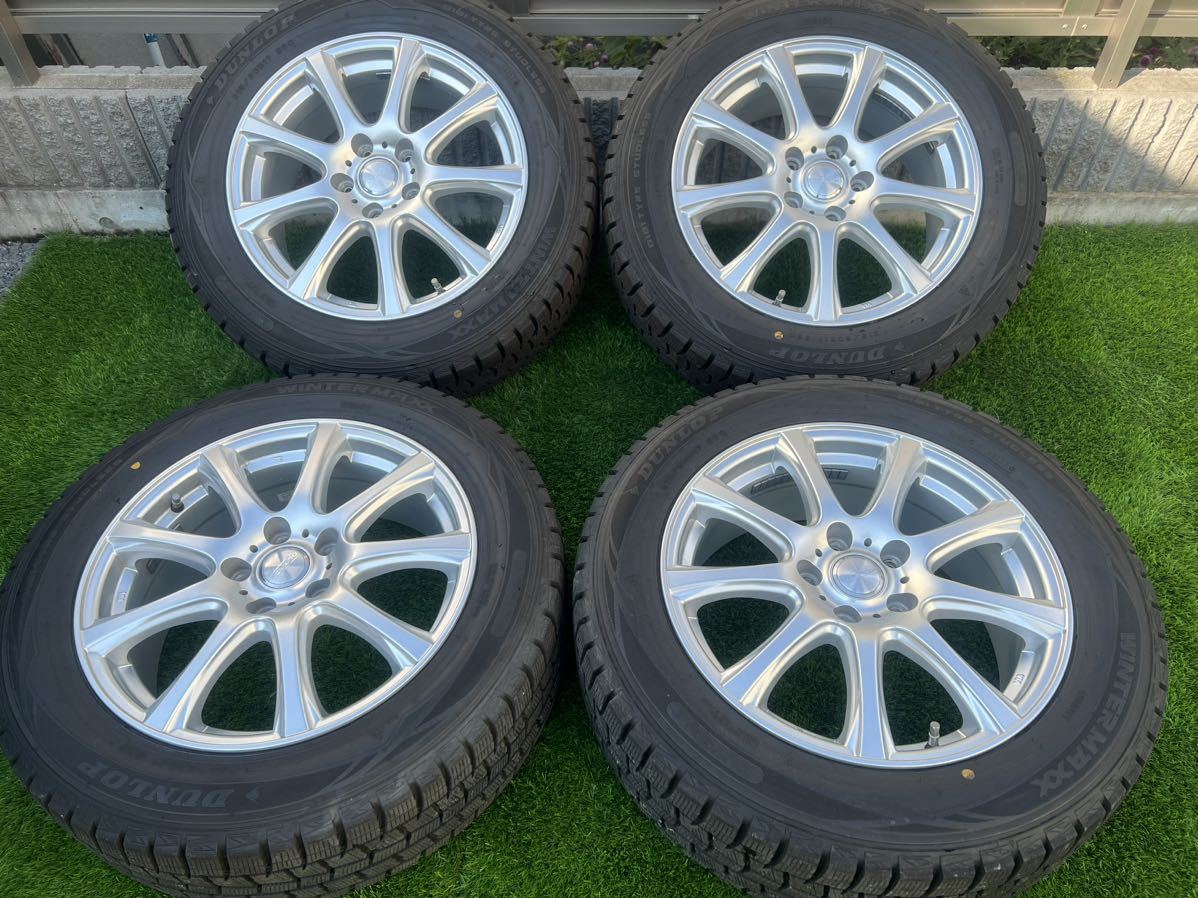 【23-11002】バリ山 美品 社外アルミ&スタッドレス 215/60R17 C-HR,カローラクロス ウィンターマックス 17年製 17x7J+48 114.3-5H 4本 _画像1