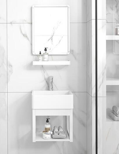 家庭用壁掛け式手洗器キャビネット組み合わせ家庭用簡易セラミックス洗面台池 2色から選択可能_画像1