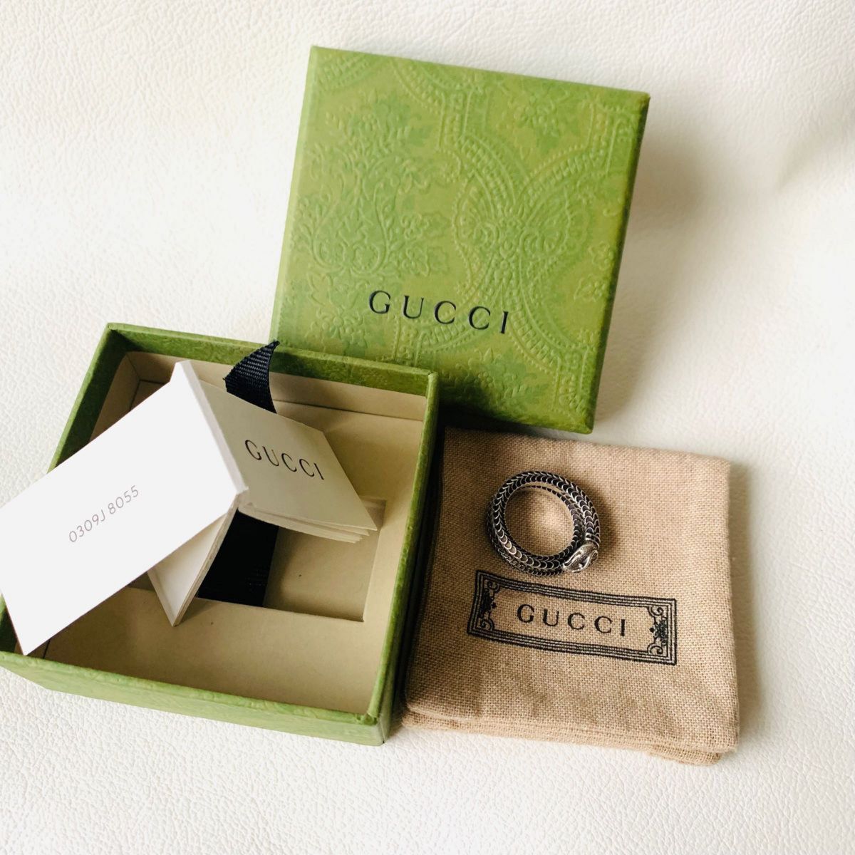 美品 GUCCI スネーク シルバー リング ヘビ 蛇 指輪 グッチ 燻し 17