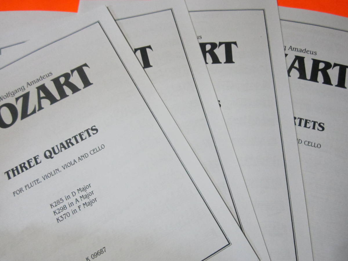 輸入楽譜　Three Quartets, K. 285, 298, 370:　パート譜4つ　モーツァルト　3カルテット　フルート　ヴァイオリン　チェロ　ヴィオラ_画像3
