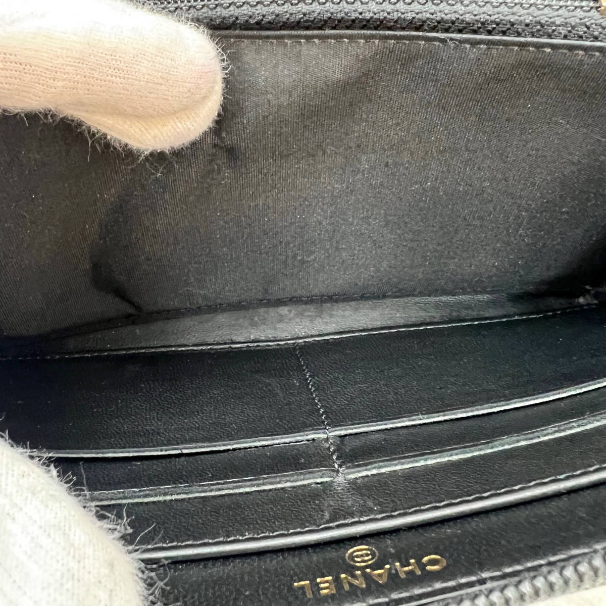 【美品】1円スタート CHANEL シャネルボーイシャネル ラムスキン マトラッセ ラウンドファスナー 長財布 ゴールド金具 ブラック 黒 _画像7