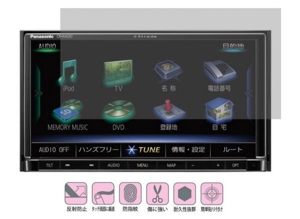 10-03-01【7インチ】Panasonic CN-RA06WD/CN-RA05D/CN-RA04D/CN-RA03D/CN-RE03D用 反射 指紋 抗菌 気泡ゼロ液晶保護フィルム_画像1