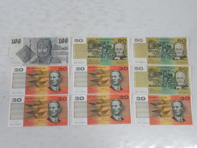 ◇旧オーストラリアドル 豪ドル 100ドル×1枚 50ドル×3枚 20ドル×5枚