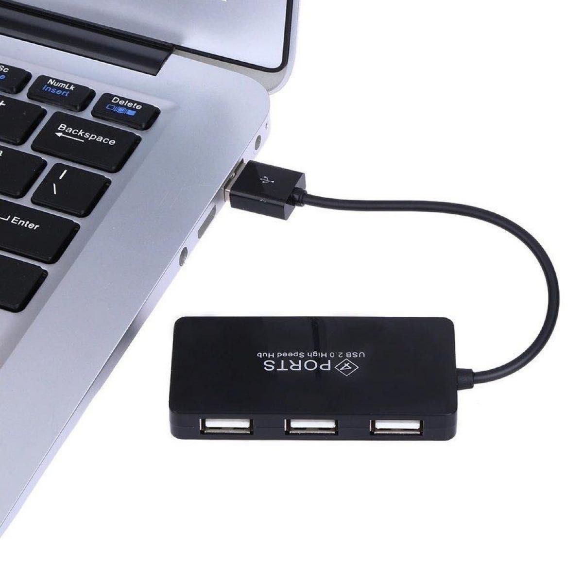 高品質 USBハブ USB2.0ｘ４ ポート バスパワー対応 電源不要 ブラック