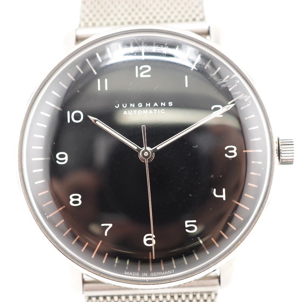 JUNGHANS/ユンハンス 027 3400 マックスビル オートマティック AT 黒文字盤 腕時計 ブラック メンズ ブランド