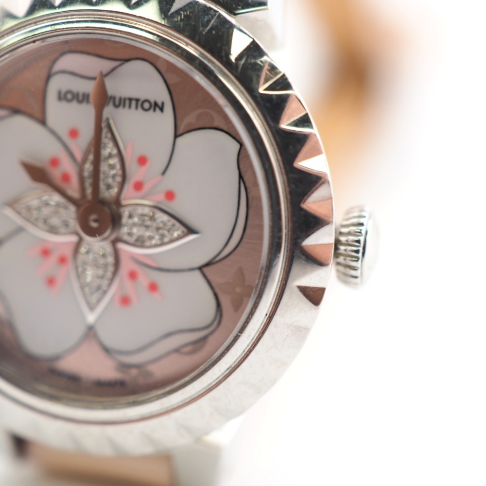 LOUIS VUITTON/ルイヴィトン ビトン Q1M07 タンブール クォーツ QZ サクラ ステンレススチール 腕時計 ピンク レディース  ブランド