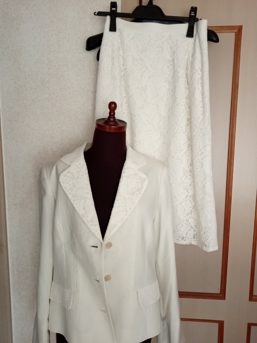 ホワイト 白 礼服 Ｌサイズ 未使用 国産約6万円相当 身幅47の画像1