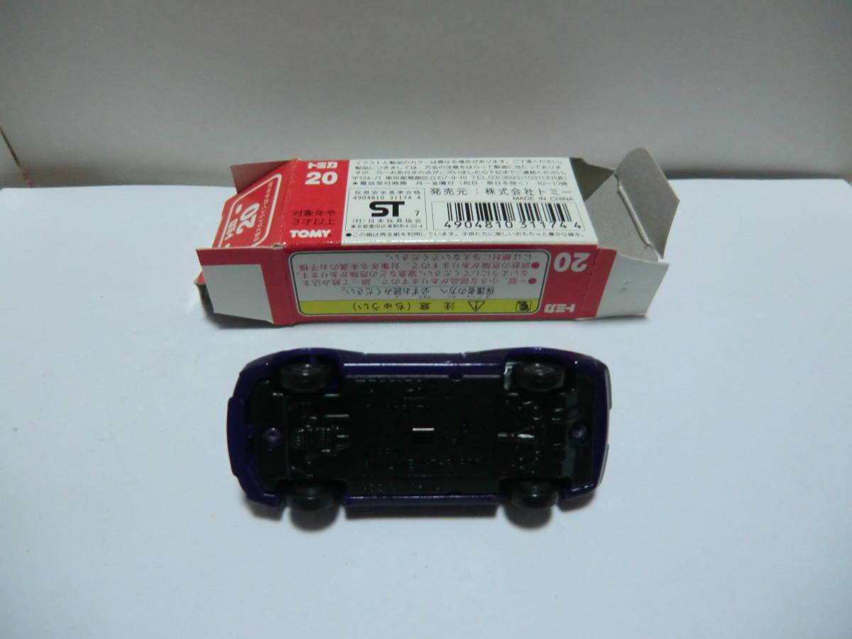 【tomica 旧No.20-7 NISSAN SKYLINE GT-R(R33) MADE IN CHINA製 サック箱付、現状品】 濃紫色ボディ_画像8