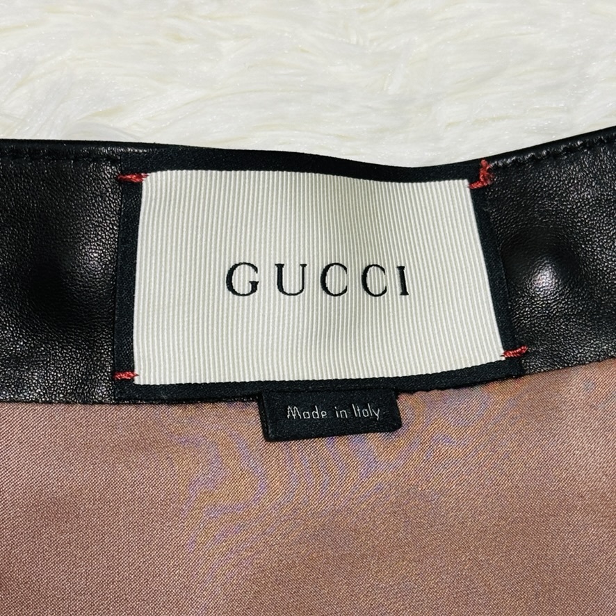 美品　GUCCI グッチ　レザー　スカート　GG ブラック　サイズ40 L