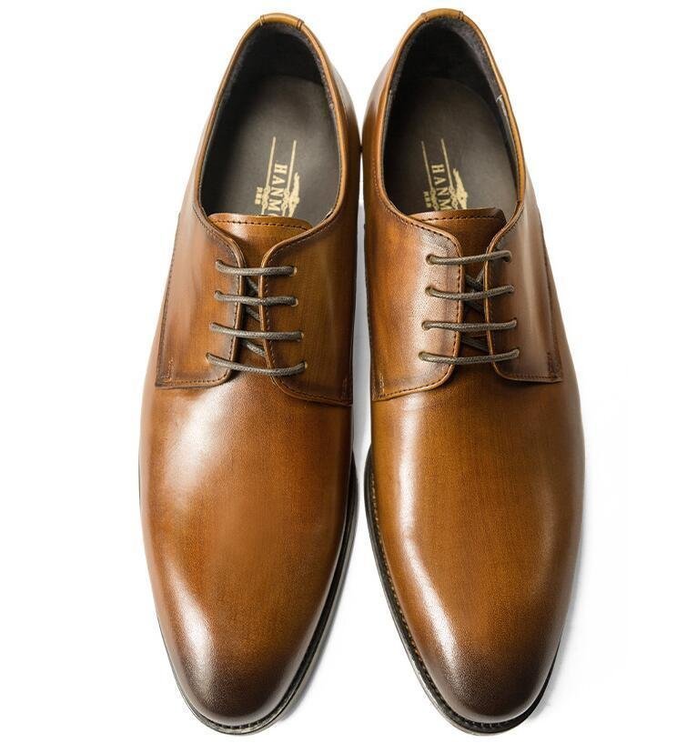 高級高品質本革使用 ビジネスシューズ 外羽根 紳士靴 レザーシューズ メンズ カジュアル シンプル 革靴 24cm~27cm　ブラウン