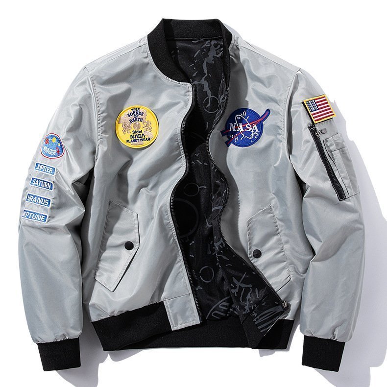 欧米 両面服 リバーシブル 空軍 NASA フライトジャケット スタジャン ミリタリージャケット メンズ アウター新品 M~6XL グレー_画像1