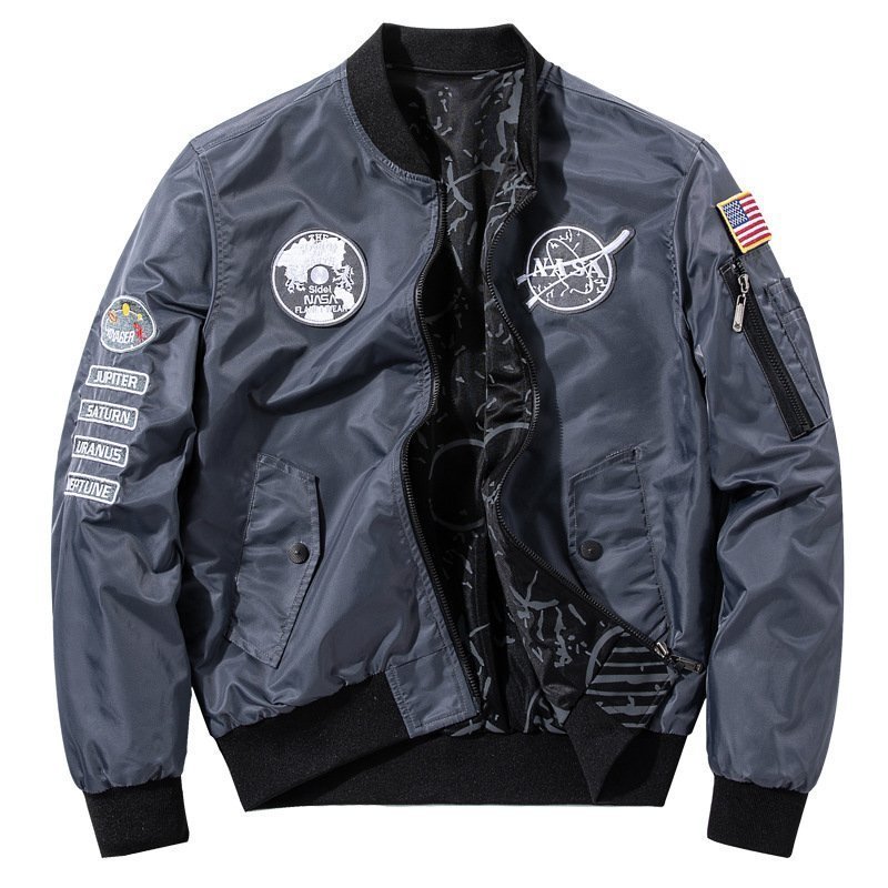 欧米 両面服 リバーシブル 空軍 NASA フライトジャケット スタジャン ミリタリージャケット メンズ アウター新品 M~6XL グレー_画像4