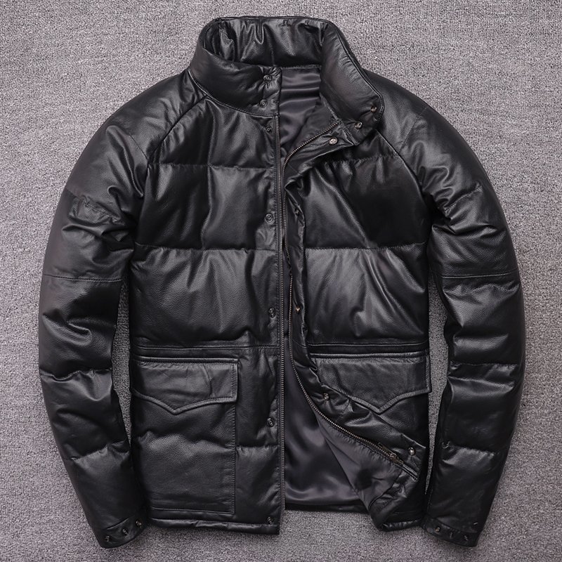 新品 レザージャケット 秋冬　黒 革ジャン 牛革　高級　ダウンジャケット　暖かい　ライダースジャケット 上品　本革 XLサイズ以上