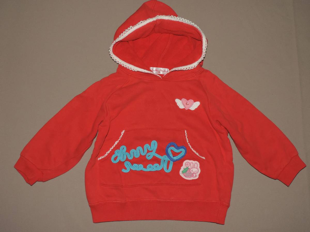 * pocket part ... strawberry badge attaching character design red. long sleeve Parker *100 centimeter *