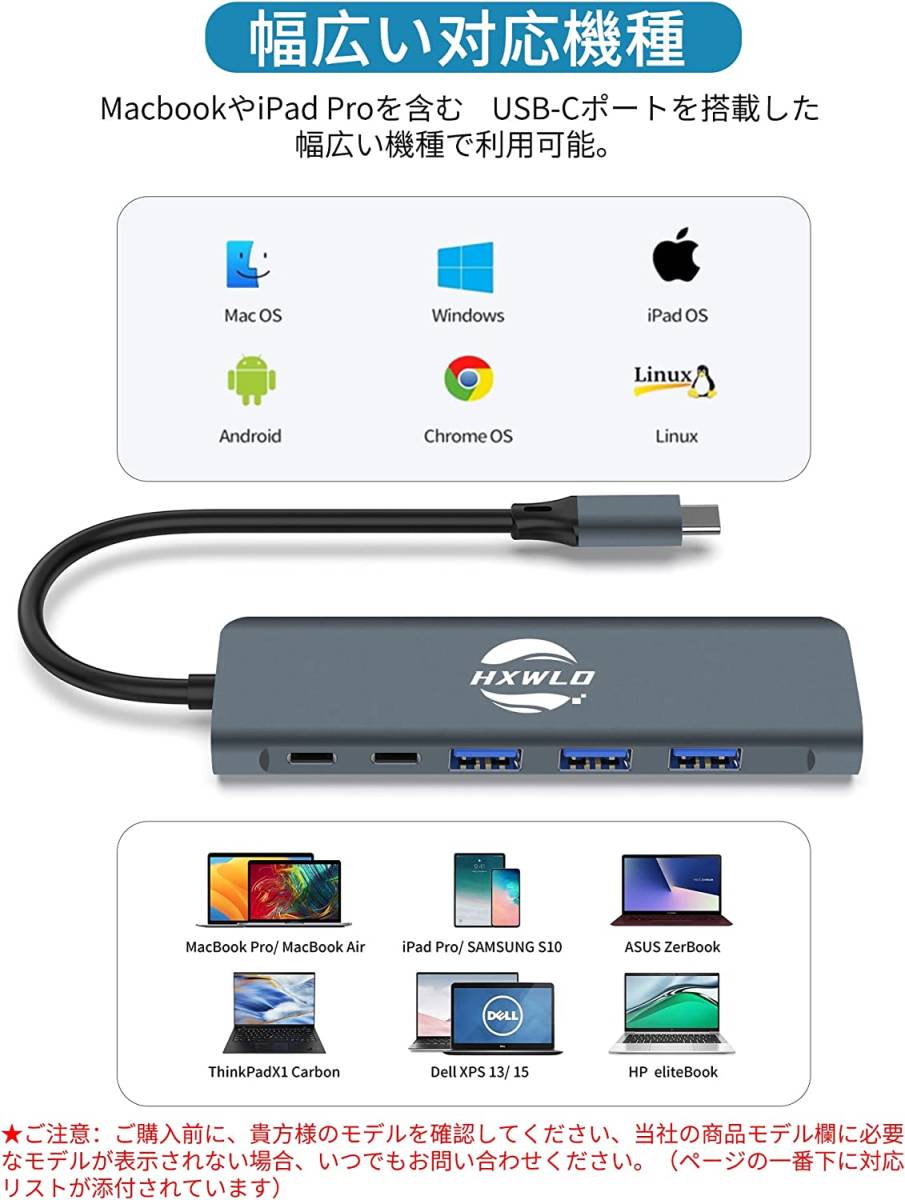 USB C ハブ アダプタ 8-in-1 ドッキングステーション USB ハブ Type-C 変換アダプタ 3つのUSB 3.0 / 4K HDMI出力 / PD 100W 急速充電_画像7