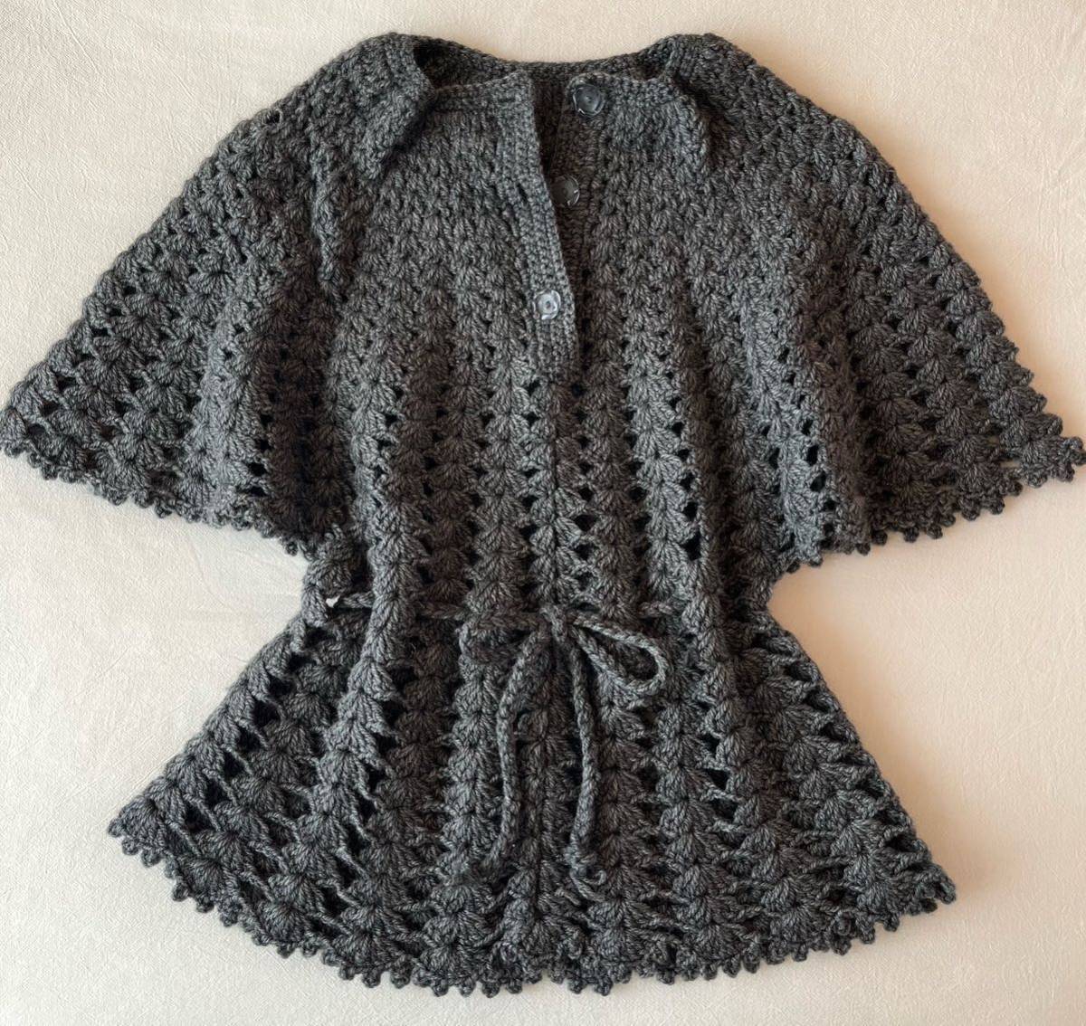 Vintage 70s Hand knit top ヴィンテージ 手編みニット バタフライスリーブ USA 美品
