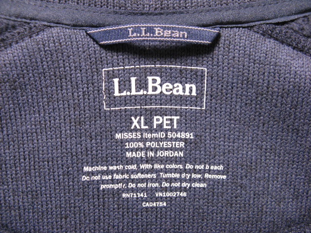 L.L.Bean エル・エル・ビーン セーター・フリース・フルジップ・ジャケット XL ネイビー_画像5