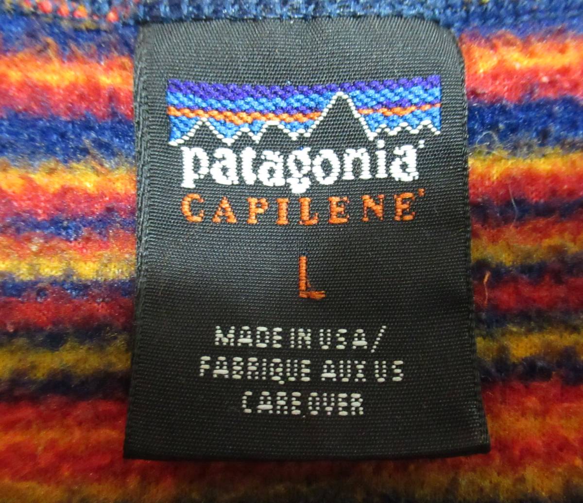 90'S VINTAGE OUTDOOR★patagonia/パタゴニア◆CAPILENE キャプリーン フリース ヘンリーネック マルチボーダー MADE IN USA アメリカ製_画像5