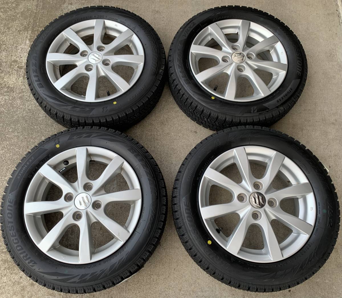 2023年製!ブリジストンブリザックVRX2新品155/65R14とMK32Sスペーシア純正中古アルミ14インチ4.5J+40pcd100-4Hφ54が4本!_画像1