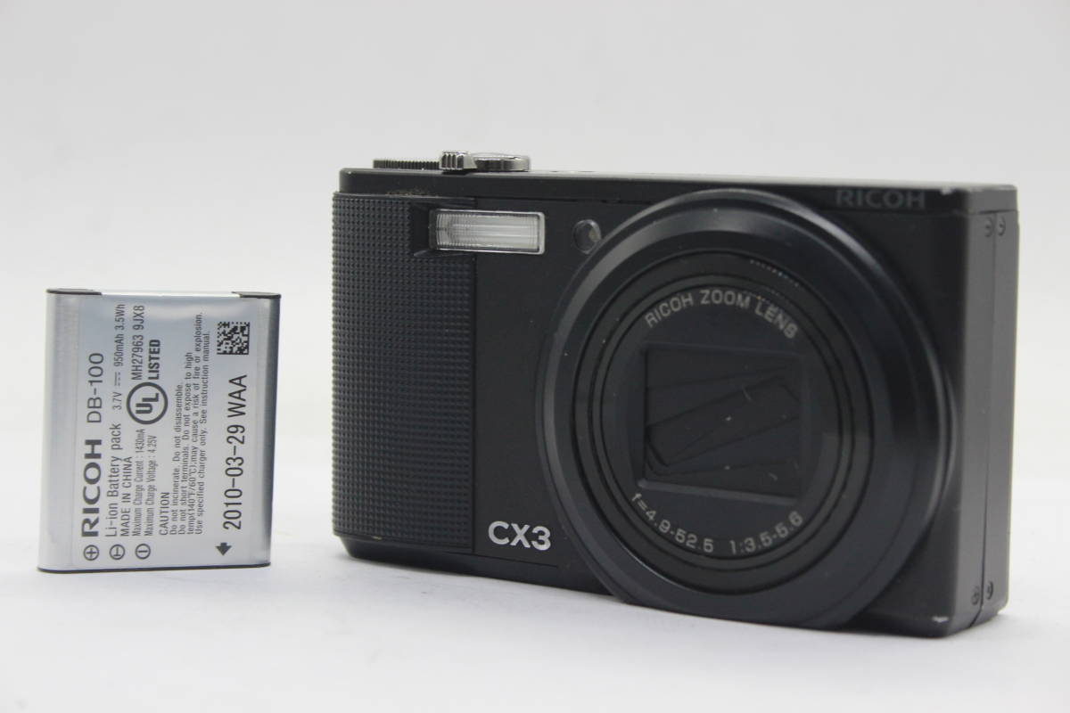 【返品保証】 リコー Ricoh CX3 ブラック 10.7x バッテリー付き コンパクトデジタルカメラ s3712_画像1