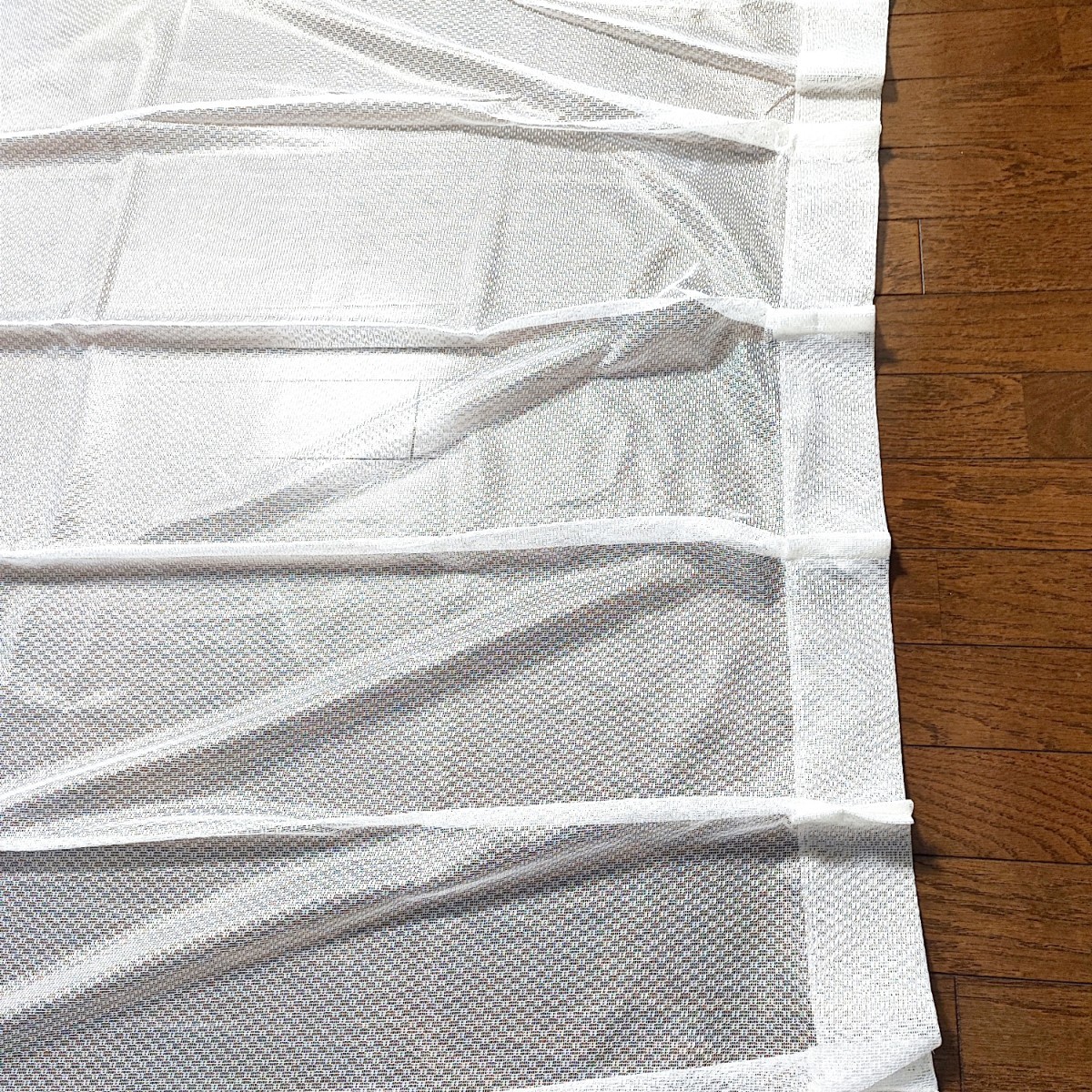 ミラーレースカーテン 2枚 アジャスターフック付 UVカット 100×176cm B柄_画像7