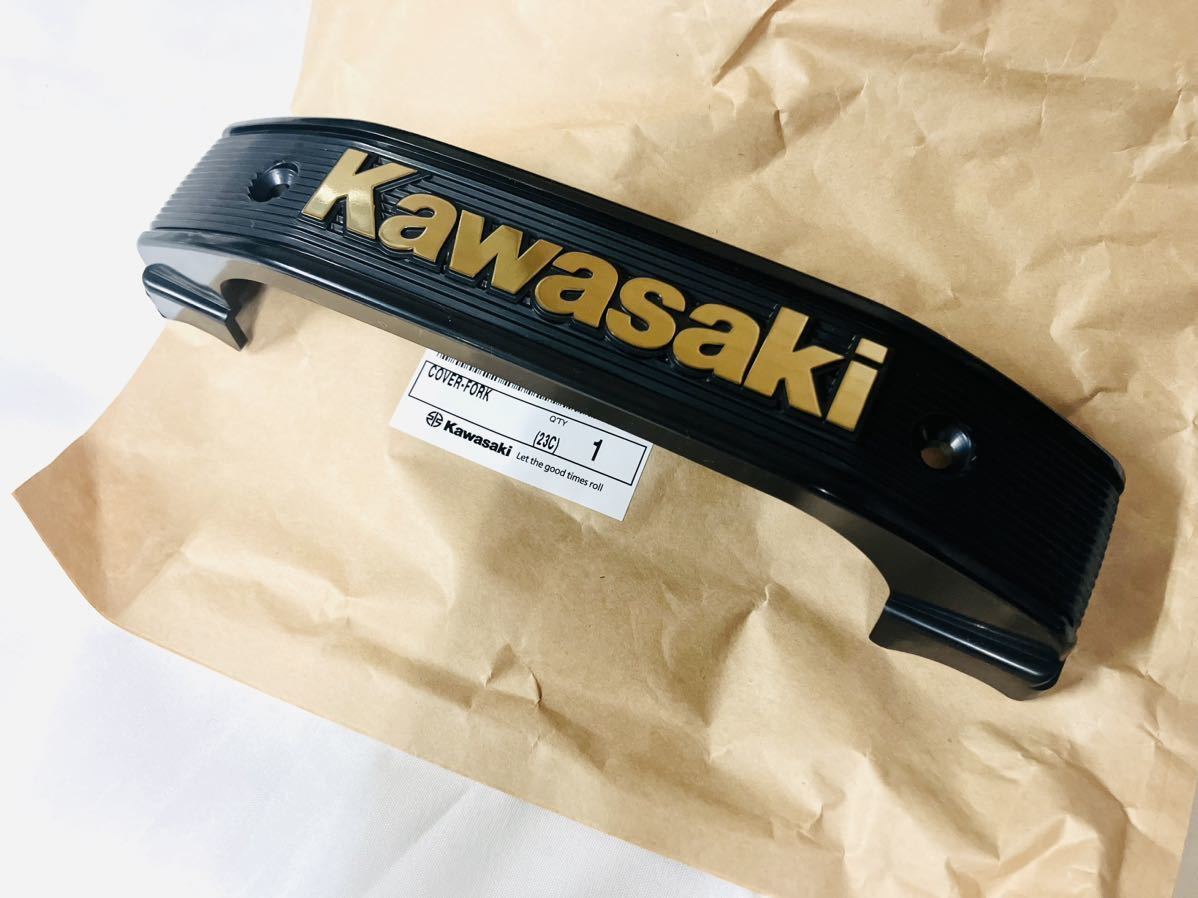 在庫あり 即納 カワサキ 純正 ステム エンブレム 黒 金 検 Z400GP GPZ400F Z750GP Z400FX Z400J Z750FX Z1000J Z1000R Z1100GP 三又_画像1