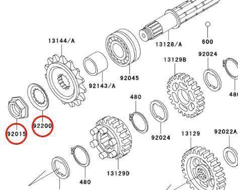 在庫あり 即納 ゼファー 750 C7-C9 フロント スプロケット ナット ワッシャー セット カワサキ 純正部品 ZR750C【#Z】