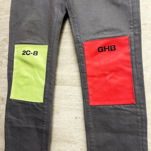 RAF SIMONS Raf Simons 182-310 18AW Regular fit jeans with patches Denim брюки серый size30 [ средний глаз чёрный B11]