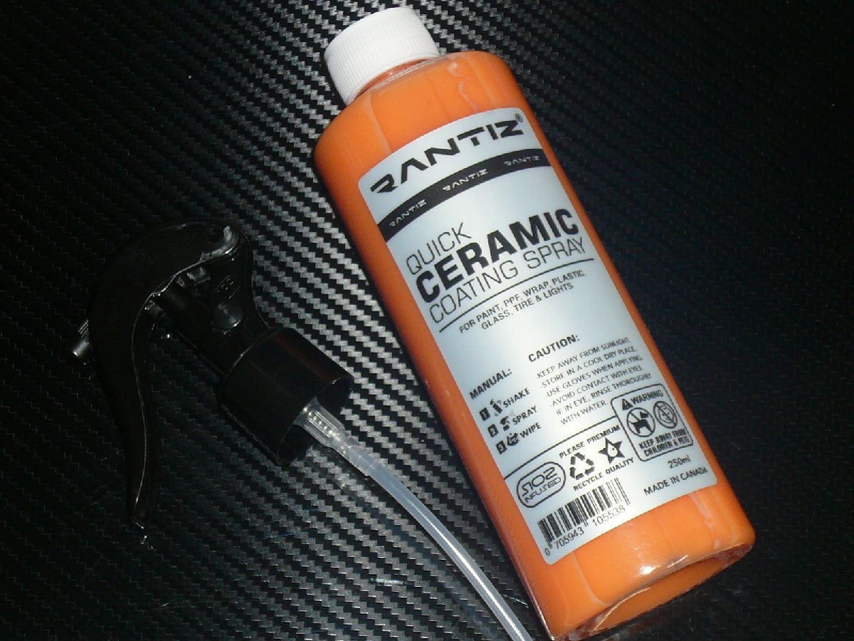 RANTIZ QUICK CERAMIC COATING SPRAY 250ml 乾式&湿式施工可能 施工拭き取りクロス 2枚付 ランティス セラミックコーティング カナダ製_RANTIZ QUICK CERAMIC COATING SPRAY