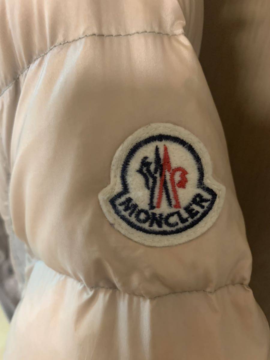 訳あり MONCLER モンクレール ダウン ジャケット レディース 0 S HERMINE エルミンヌ ロング コート ベージュ 国内正規品_画像5