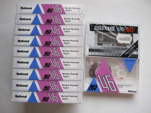 新品未開封 Nationalナショナル カセットテープ１１本　 RT-NA46120us １０本+日立マクセル カセットテープ UD 60分 120us EQ UD60　１本_画像1