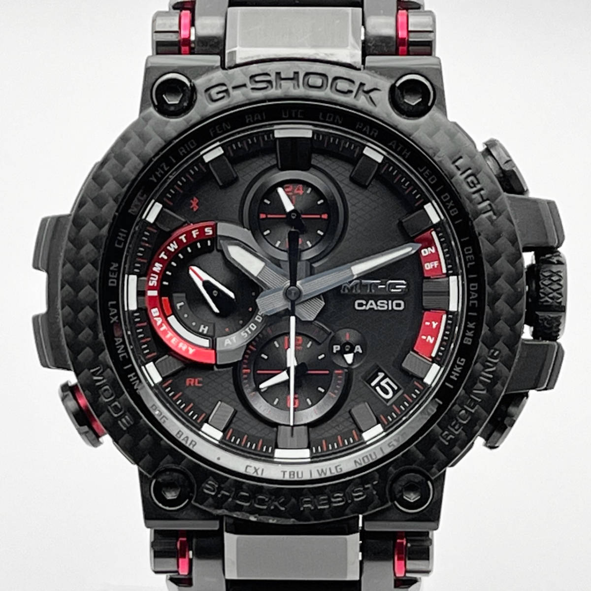 美品 稼働品 CASIO カシオ G-SHOCK ジーショック MTG-B1000XBD-1AJF Carbon Bezel Bluetooth搭載 電波ソーラー レイヤーコンポジットバンド_画像1