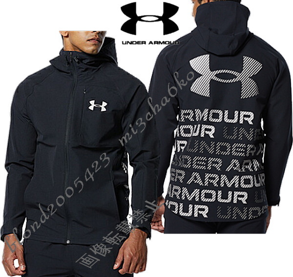 ■新品【UNDER ARMOUR】アンダーアーマーSTORM耐久撥水 裏起毛保温 背面BIGロゴ高機能ジャケット■BK/L_画像2