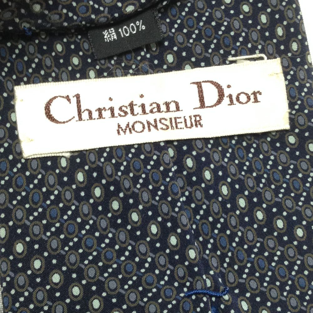 クリスチャンディオール Christian Dior 美品 微光沢 ネクタイ シルク100% パターン柄 A-008312 ゆうパケット_画像5