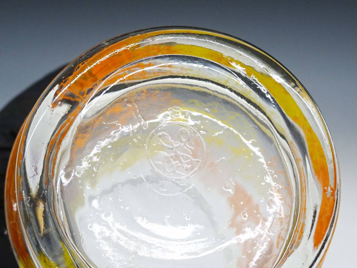 ◆(TH) 昭和レトロポップ HOYAクリスタル ガラス製コップ まとめて 5個セット グラス 食器 花柄 黄色 橙色 キッチン雑貨_画像10