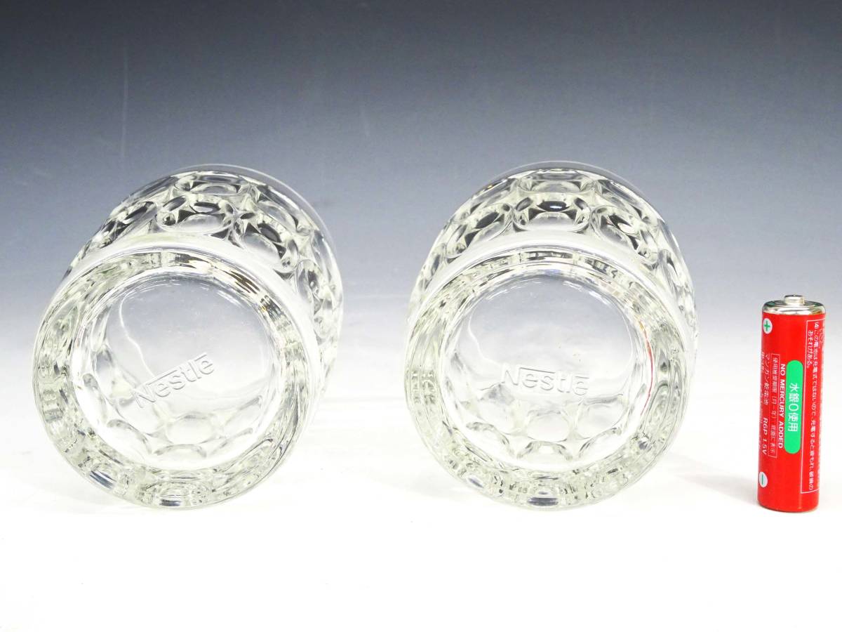 ◆(TH) 昭和レトロ雑貨 Nestle ネスレ ガラス製グラス 2個セット 肉厚ガラス 硝子工芸 ロックグラス コップ 企業物 キッチン雑貨の画像2