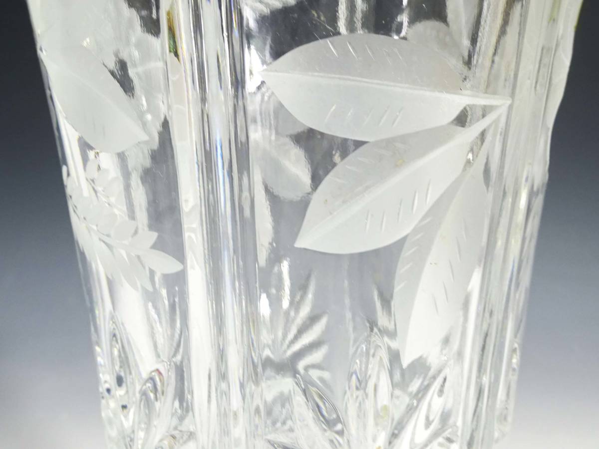 ◆(TD) 硝子製 花瓶 高さ：約25cm Aderia Crystal 24％Pbo アデリア クリスタル フラワーベース 花器 インテリア雑貨_画像6