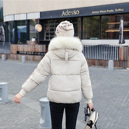 M size .... down jacket down coat lady's short fur hood protection against cold coat light weight heat insulation outer white 493 M11