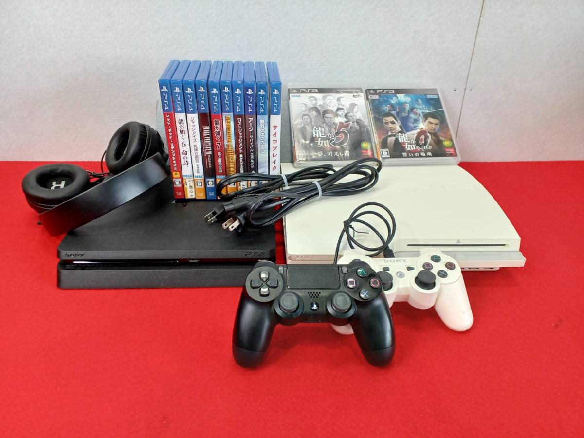 11527-04★動作確認済★SONY/ソニーPlayStation3(CECH-3000A)PlayStation4(CUH-2000A)本体/ソフト12本 ヘッドセット付き★_画像1